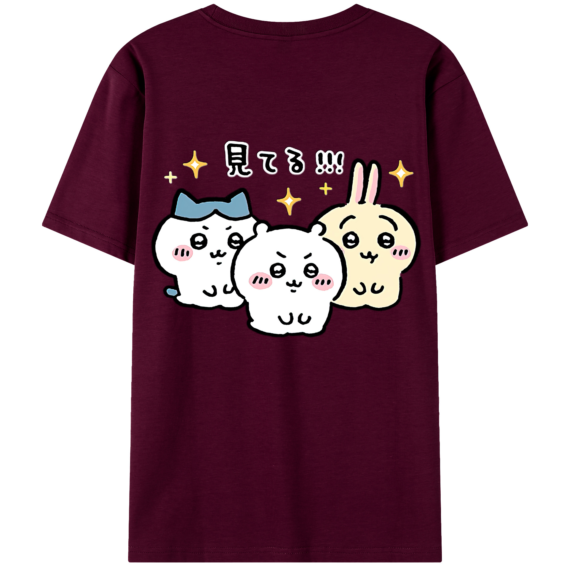 （画像用） ちいかわ ハチワレ Chii-kawa hachiware レディース半袖Tシャツ(バックプリント)